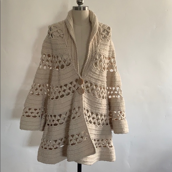 Vintage Sweaters - VTG 60’s 70’s Knitted shawl cardigan